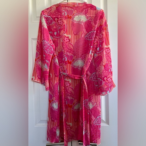 Josie Natori pink floral robe size small - Picture 3 of 7